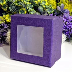 Cutie din carton mov inchis cu fereastra 8.5cm x 8.5cm x 6cm