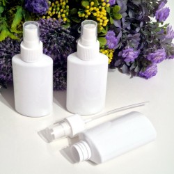 Flacoane albe plate 100 ml cu pulverizator alb tip spray