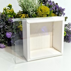 Cutie din carton alba cu capac din plastic 15cm x 15cm x 6cm